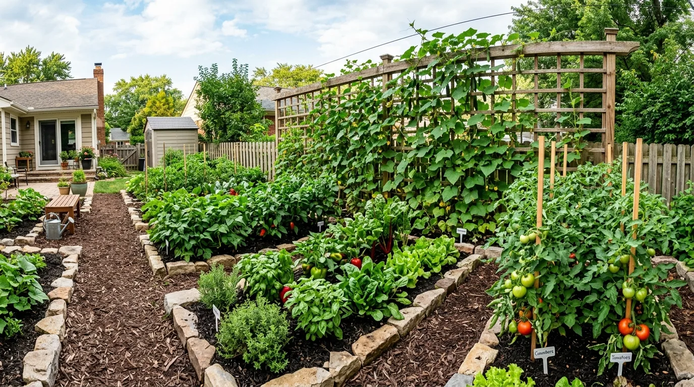 Fence-Style Trellis Against a Border
